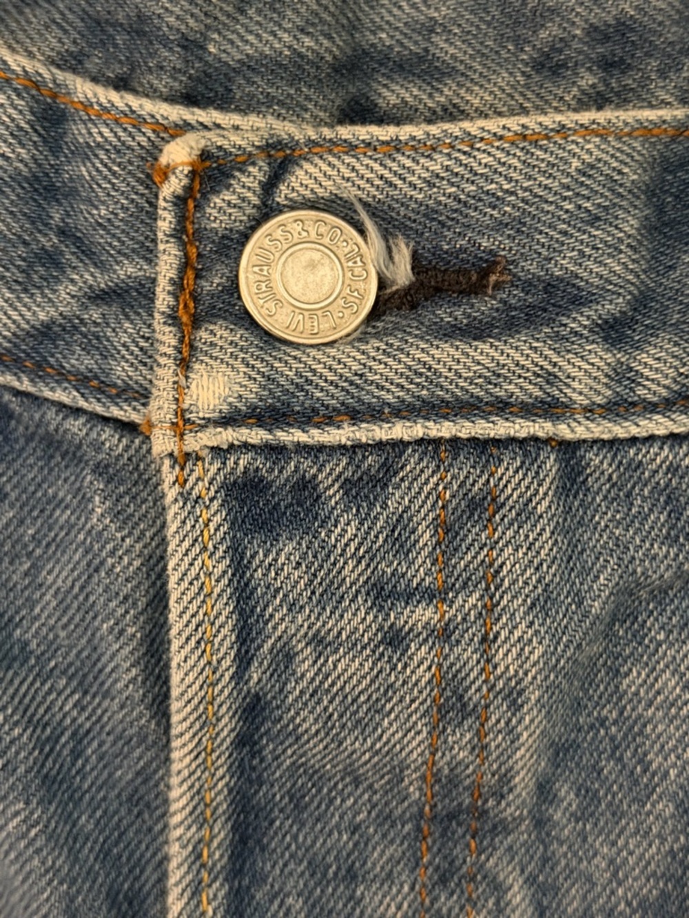 Levi's Blue Distressed High-Rise Jean Shorts - Picture 4 of 5